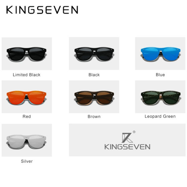 KINGSEVEN 2022 Uusi brändin muotoilu Naisten lasit TR90 Polaroid aurinkolasit Miehet Retro aurinkolasit Sonnenbrille Herren Limited Black Limited Black Orignal