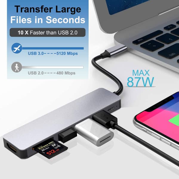 USB C-dockingstation USB C Hub-adapter til flere skærme med 4 TU 4 i 1