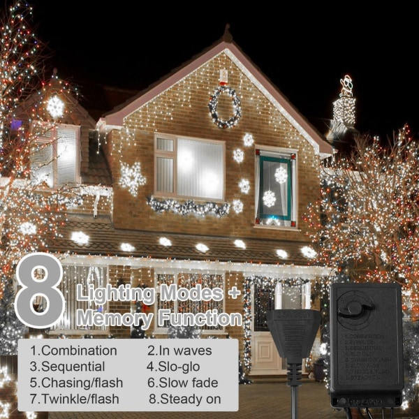 50M 240 LED musta johto LED-keijuvalot sisä- ja ulkokäyttöön valkoiset vedenpitävät jouluvalot 8 valaistustilalla muistitoiminnolla