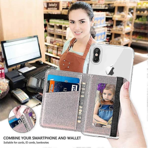 Mobile Phone Wallet Stick On Phone Case Pink