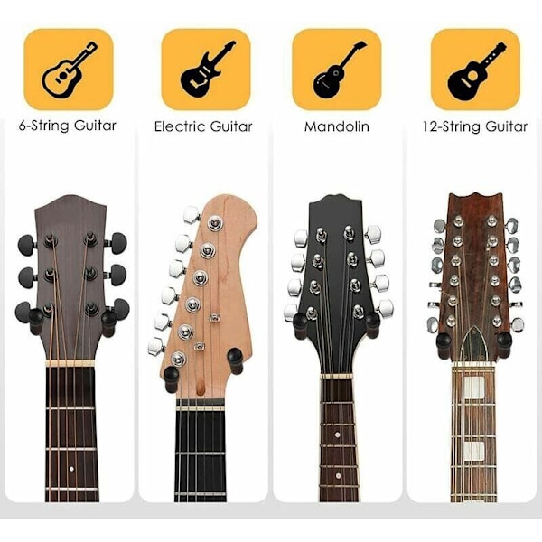 Gitarrväggfäste i paket, Gitarrkrok, Vridbar, Gitarrväggkrok i massivt trä, Bokbas, V-formad gitarrhållare, för akustisk elgitarr, av DEBU