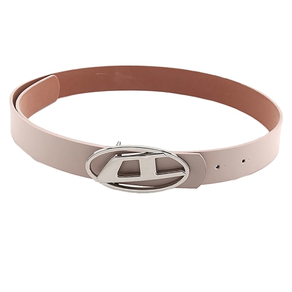 Mode Vintage D Brev Kvinnor Pu Bälten Oval Metal Snap Spänne Apricot One Size Apricot One Size