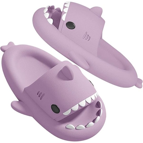 Haj Flip Flops til Børn & Voksne, Skridsikre Poolsandaler med Tyk Sål, Lilla Purple 38/39