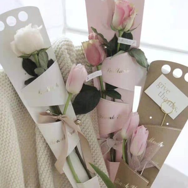 10 stk/pakke Håndtaske Blomsteromslagskasse Buketpakkekasse DI Sort