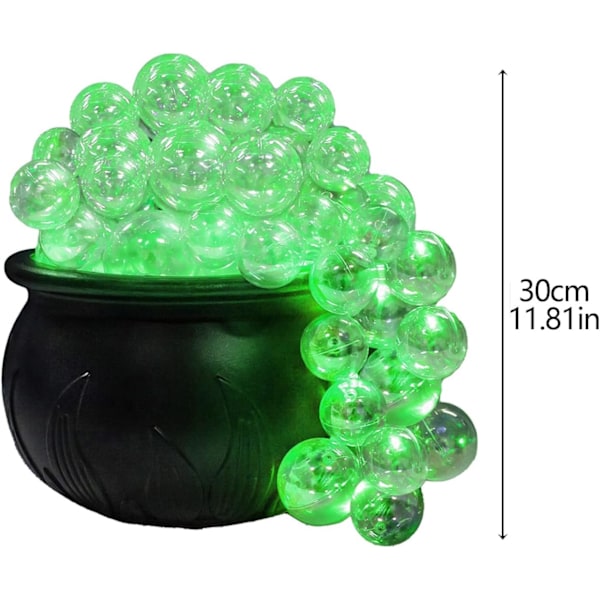 Musta Noitakattila Deko, Suuri Makeisämpäri Vihreällä Valolla Halloweeniin (Ilman Telinettä) Green without bracket
