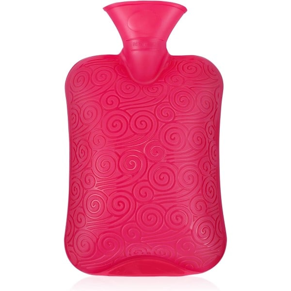 Premium Classic gummi varmvattenflaska, slitstark 2 liter röd