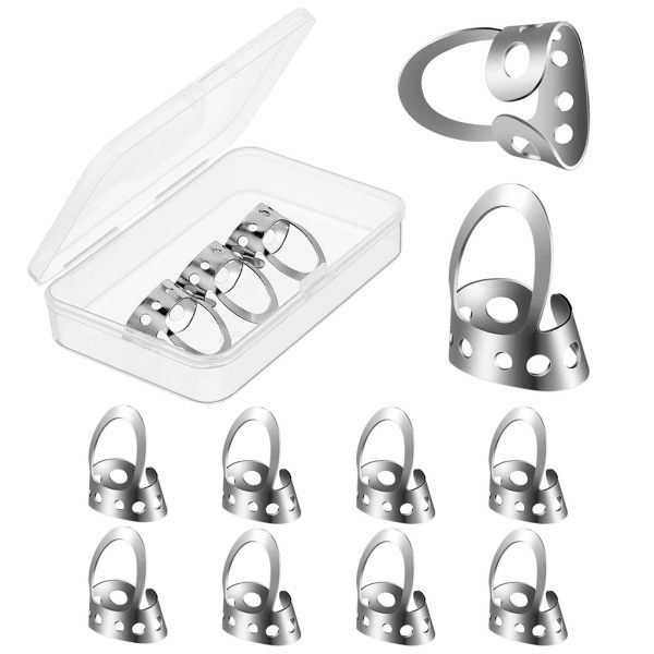 Fingerpicks Set Rostfritt Stål Fingerpicks Tumplockar Justerbara Bas Fingerpicks för Gitarr, Banjo Instrument 8x Silver