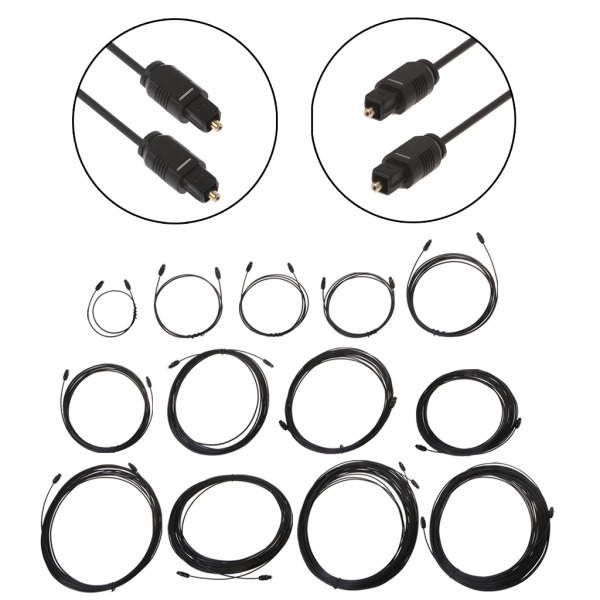 Digital optisk lydkabel til Toslink SPDIF DVD CD 0,5m 1m 1,5m 1,8m til 3m 5m
