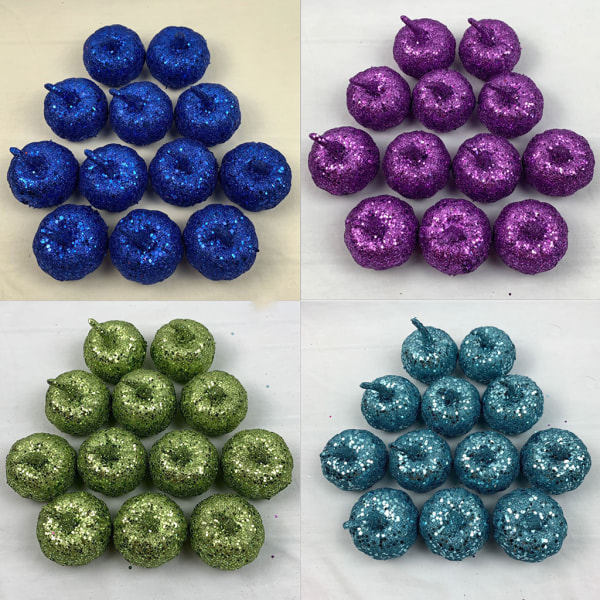 12 stk kunstige mini metalliske glitter paljetter gresskar for festbord dekor DIY Dyp Blå