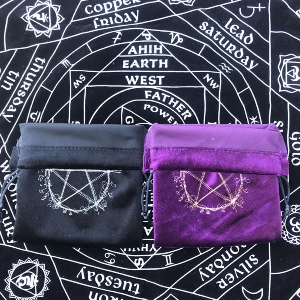 Tarot Rune Taske Pentakel Tarotkort Opbevaringspose Praktisk Terningpose Snøre Spåntilbehør Smykkepose Lilla