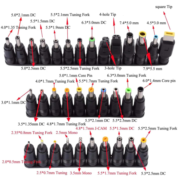 Justerbar strømforsyning 96W 12V-24V Laptop-lader Regulert strøm med 34PCS Universal strøm null - UK