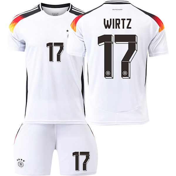 Saksa Koti Euro 2024 Paita Jalkapallopaita Lapset Miesten Sarja No.17 WIRTZ sockless 16