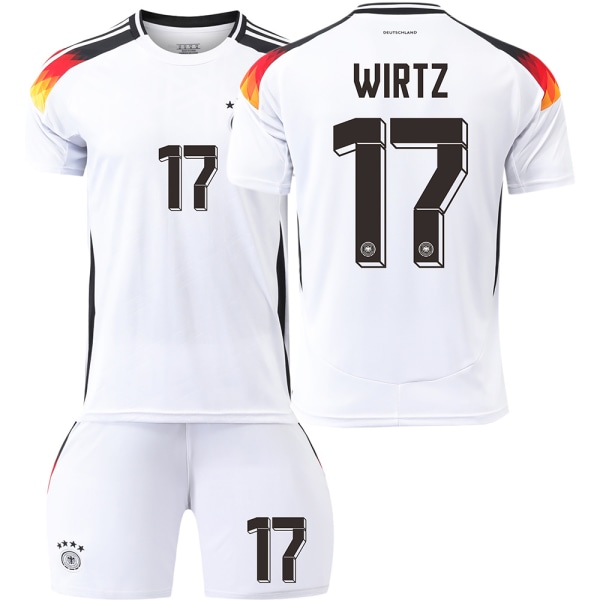Tyskland Hjem Euro 2024 Drakt Fotballdrakt Barn Menn Kit Nr.17 WIRTZ sockless XS