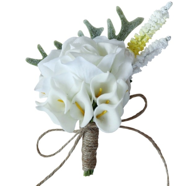 Kunstig Calla Lily Boutonniere Brudgom Brudesvend Bryllup Blomst Corsage Brosche