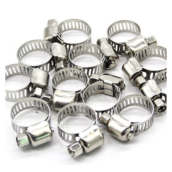 Slangeklemmer i rustfrit stål - Justerbare 13-19 mm til brændstofslanger, gummislanger, faste clips