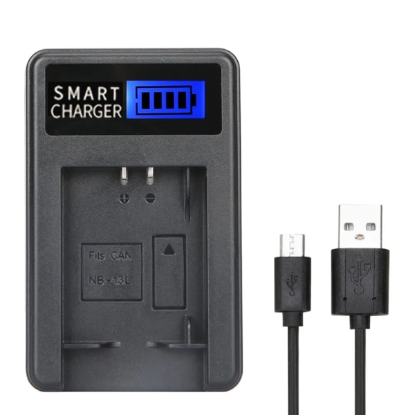 Kompakt ABS-kamera batterilader med LCD-skærm til 13L G5X G7X kamera - Alsidig opladningsmulighed USB-lader