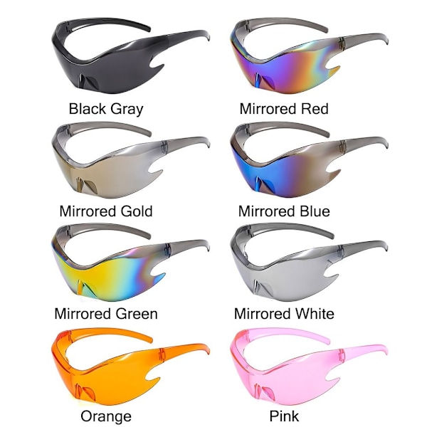 Y2K Sport Punk Solglasögon Retro Steampunk Shades UV400 Glasögon Mirrored Red