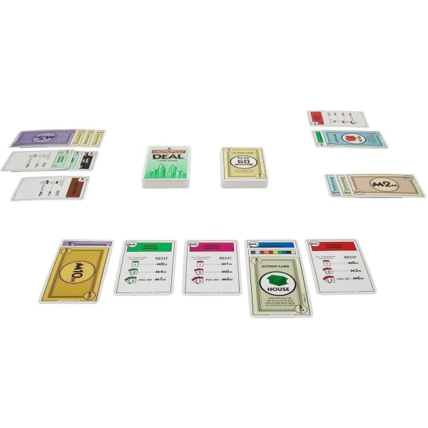 Monopol Deal-kortspil, hurtige kortspil for 2-5 spillere, spil for familier og barn, fra 8 år og opåt, julstrumpor
