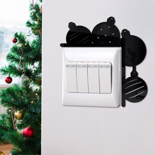 4 kpl/setti God Jul Irrotettavat Kytkimen Tarrat 3D Pallo Riippuva Seinä Tarra Valokatkaisin Ikkuna Deko Loma DIY