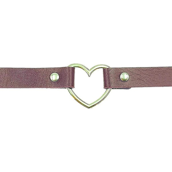 Gotisk Punk Choker, PU læder kort halskæde med hjerteformet spænde (lilla)
