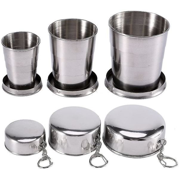 Hopfällbar kopp i rostfritt stål, premium metallkopp Stapelbar dricka utomhus resor teleskopisk hopfällbar mugg
