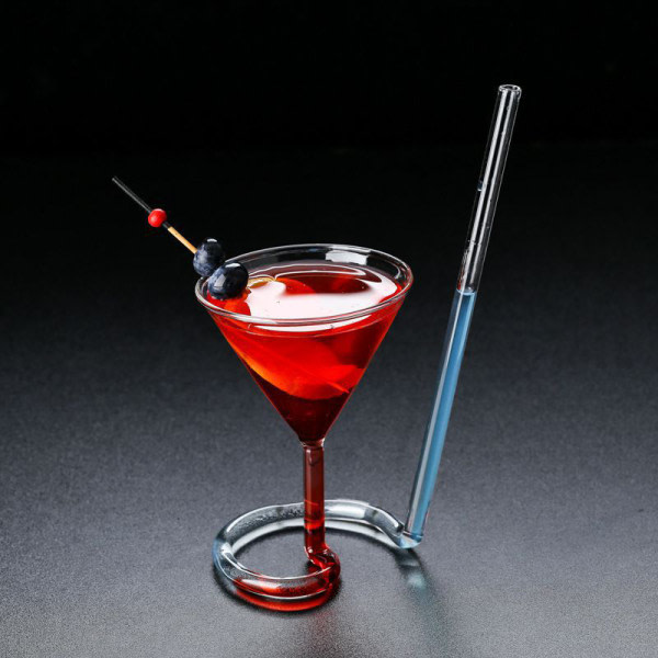 Spiral Cocktail Glass Revolving Martini Creative Long Tail Stra Pink