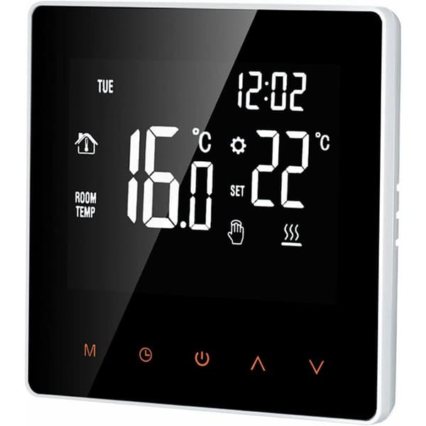 16A Digital Termostat - LCD-Display - Touch Screen - Programmerbar - för Hem, Skola, Kontor, Hotell, Vit
