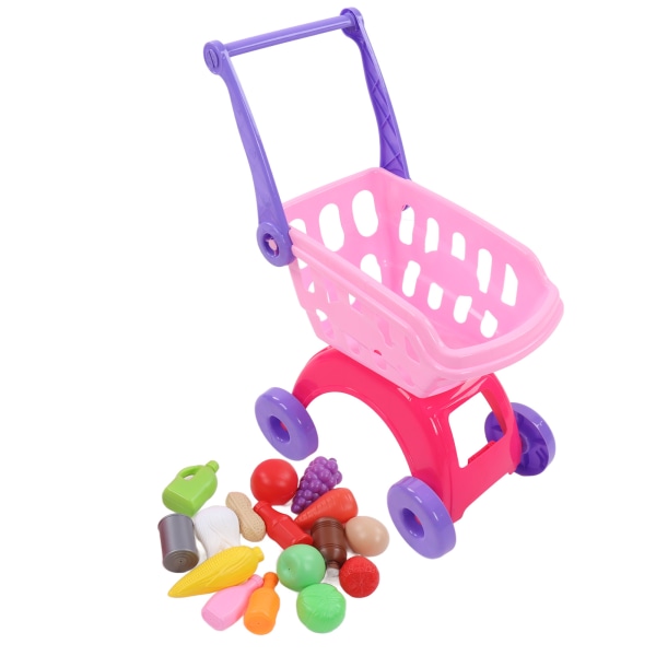 Fruit Shopping Cart Toys Simulation Multifunctional Shopping Cart Pretend Play Toys for ChildrenPink