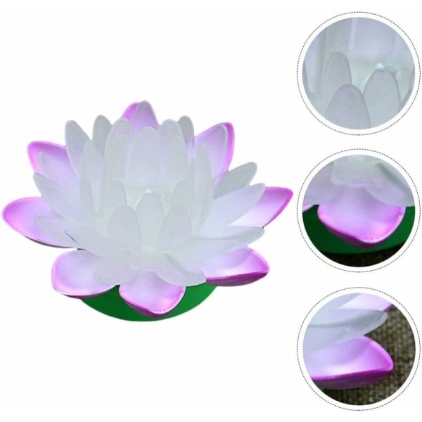 2 stk. Lilla LED Flydende Lotus Lys Vandtæt Solar Pool Nøkkerose Flydende Lygte Lotus Blomst til Have Pool Dekoration