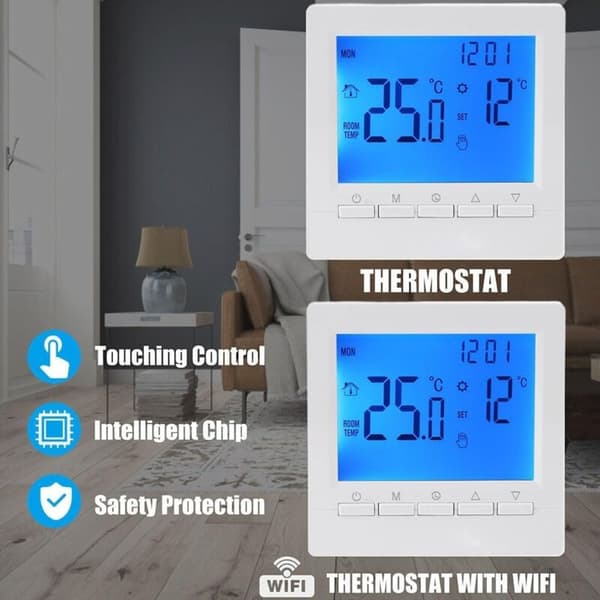 Programmerbar digital termostat - Smart kontroller for gass- og veggvarme LCD