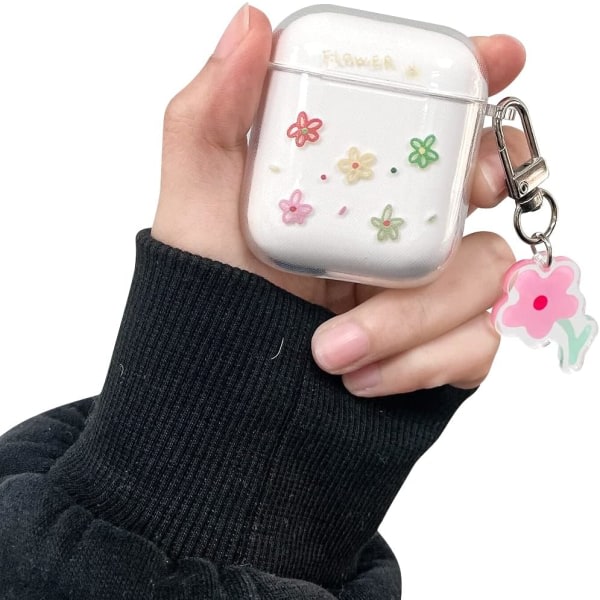 Case (för Airpods 2 och 1-Flower- cover klar färg