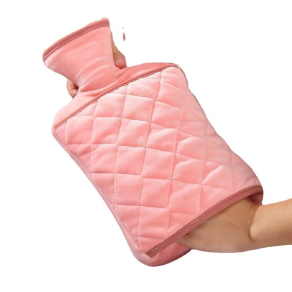 Varmvattenpåse med fodral – 2,0L BPA-fri PVC-varmvattenflaska Luktfri Superior Material Varmvattenflaska-fodral – Ljusrosa