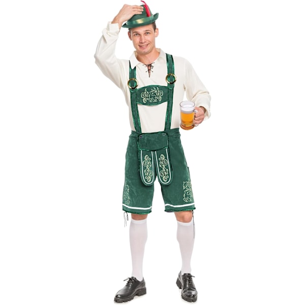 Oktoberfest-asu miehille, saksalainen asu Baijerin Oktoberfestiin, naamiaisasu Halloweeniin tai olutjuhliin Green S