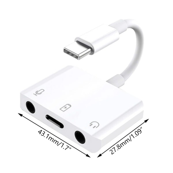 Ulkoinen Type-C äänikorttisovitin USB-C - 3,5 mm kuulokeliitäntä, kannettava tietokone ja älypuhelin