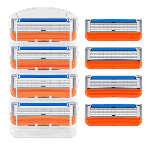 4 pakker med manuelle barbermaskiner til mænd med 5-lags barberblade (fire i en pakke) blå blue