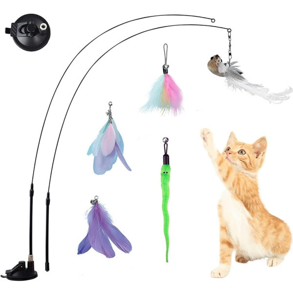 Katt Teaser Wand og Charm Etterfyllinger Erstatning Kjedelighet Relief Leke Sett Wand Rod Fjær Erstatning Fjær Dress 2