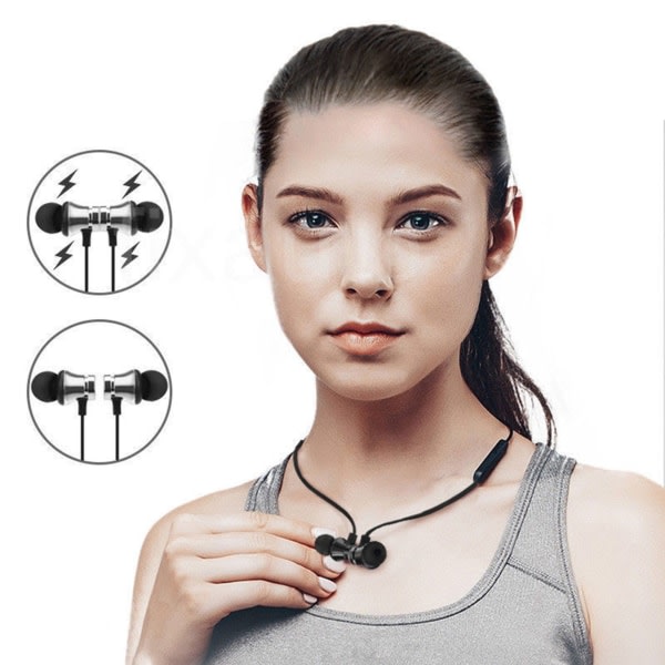 XT11 In-Ear Bluetooth Sports Magnetic Headset med stereomusikhörlurar black