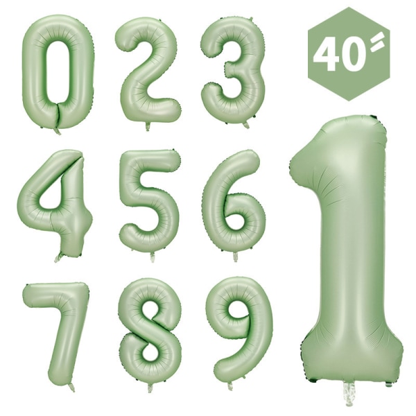 Nummerballong, 40 tum, Ballonger för födelsedag, Digitala ballonger, Dekorationer för examen, årsdagsfest Green 0-9