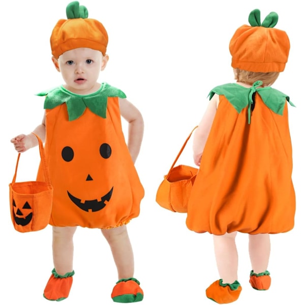 Lasten Kurpitsaasu - Halloween-mekko 100-110 cm, Ihanteellinen Cosplaylle Pumpkin XL-110 cm