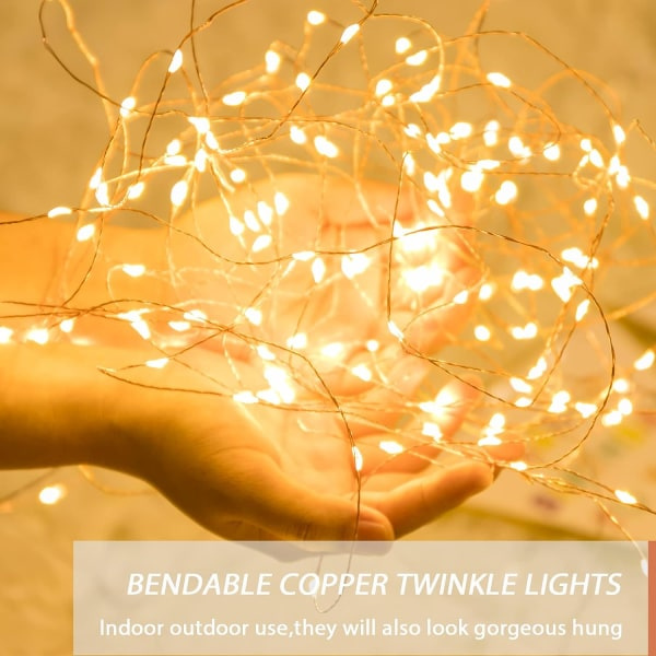 Lys til soveværelse, 12APM Fairy Lights, 33 fod strenge med 100 LED-pærer, Æstetisk rumdekoration, Strenglys til soveværelse af Mind-Glowing, Girls Room Deco