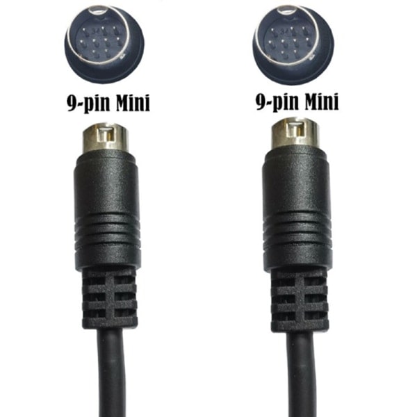 Mini Din 9-polet han til 9-polet han o Indgangskabel 1m 2m 3m Compat Sort 1M Black 1M