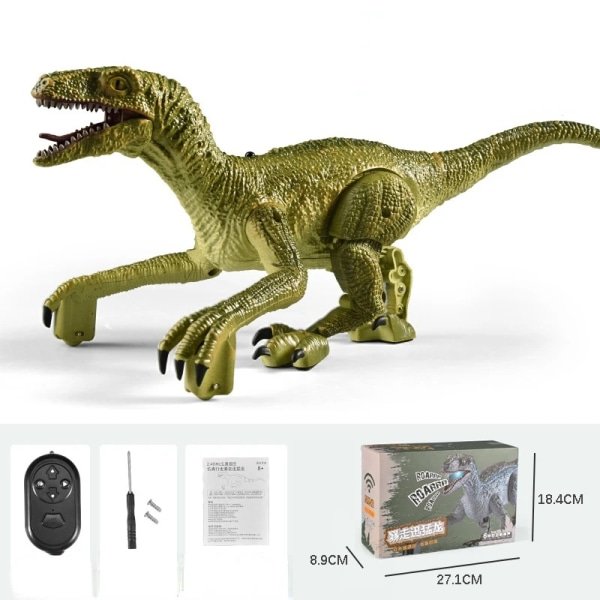 RC Dinosaurie Legetøj Blå Velociraptor Fjernbetjening Dinosaurie Legetøj til Drenge Jurassic World Raptor Dinozauriepresenter til Børn A1-Grøn