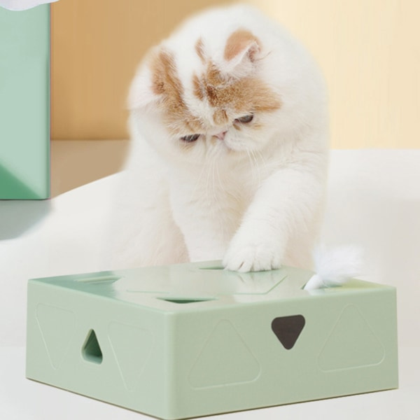 Interaktiv kattfjäderleksak för kattpinne, fjäderretande huvud med miniklocka för inomhuskatter, kattunge, lek