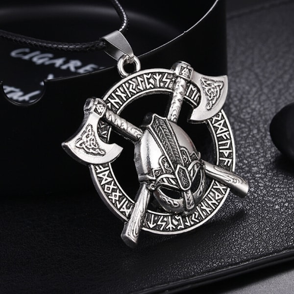 Vikings Rune Charm halsband slaviska amulett hänge halsband män Silver A Silver A