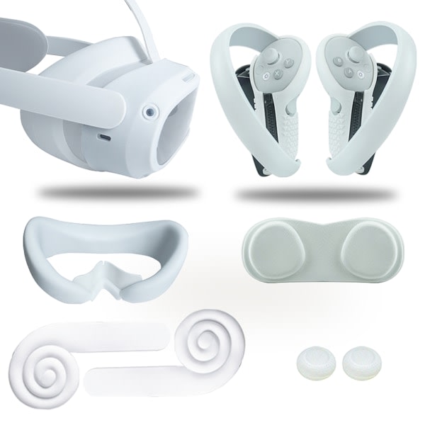 VR Silikonfodral Set för Pico 4 VR-headset Öronkuddar Pannband Vit