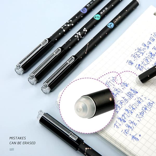 12 kpl 0,5 mm pyyhittävää mustaa geelikynää, setti koululaisille