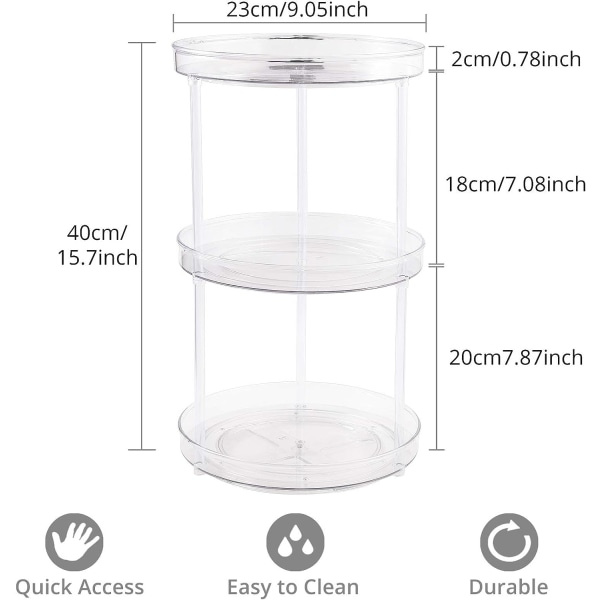 Roterbart kryddställ 3-vånings Lazy Susan Skivbord 360° roterande organizer med halkskyddande gummikuddar för kök/ organizer