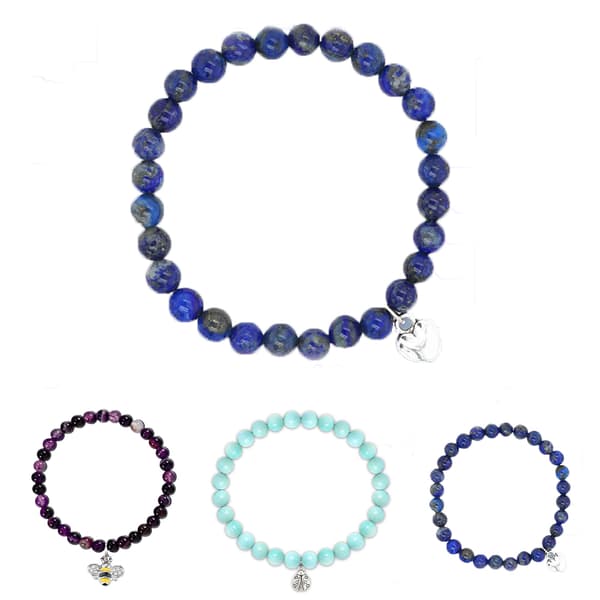 Hjerteformet Bee Magnetisk Lymfe Meridian Armbånd Vekttap Lapis Lazuli Lapis Lazuli