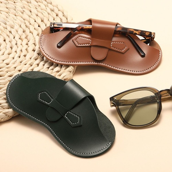 PU Læder Etui Solbrille Opbevaringspose Cover camel