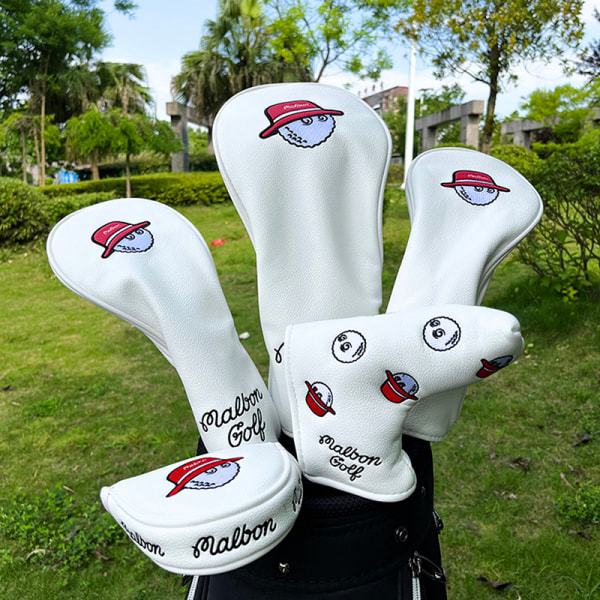 1. Golf Wood Headcovers Driver Fairway Woods Cover PU Läder putter-gul